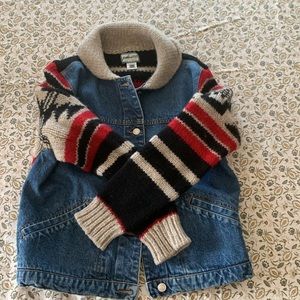 Pendleton sweater, jean jacket